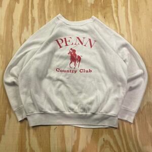Vintage 1980’s Penn Country Club Cream And Red Sweatshirt - Men's L